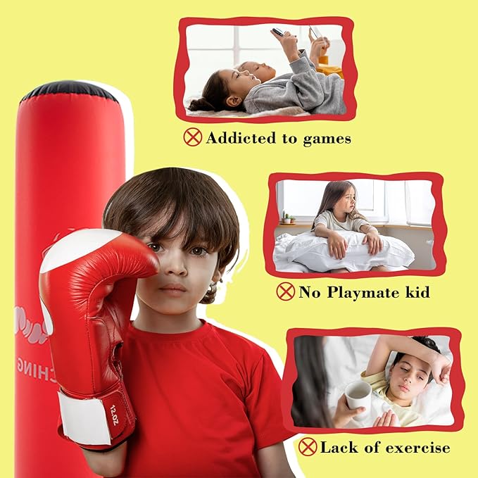 DIMAR GARDEN Inflatable Punching Bag for Kids, 64 Inch Boxing Bag for Karate & Taekwondo Practice