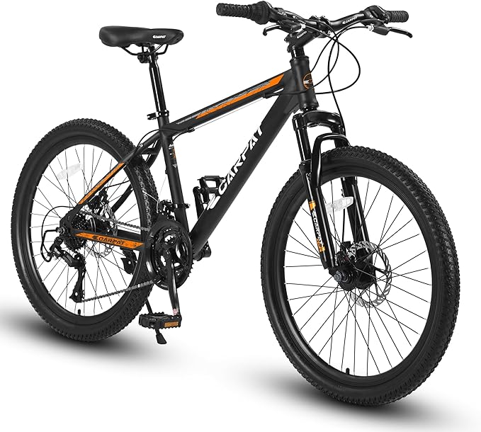 26 Inch Mountain Bike 21 Speeds with Mechanical Disc Brakes, High-Carbon Steel Frame, Suspension MTB Bikes Mountain Bicycle (Black+ Blue)