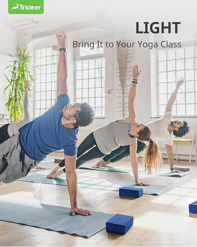 Trideer 9"x6"x3" Yoga Blocks, High Density EVA Foam Blocks 2 Pack, Supportive, Lightweight & Odor Resistant, Yoga Essentials and Accessories for Yogi & Yogini