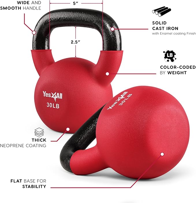 Yes4All Kettlebells 5lbs-65lbs & Kettlebell Sets Adjustable Weights, Kettlebell for Weight Training, Home Workout Equipment with Secure Grip for High Rep, Exercise Equipment