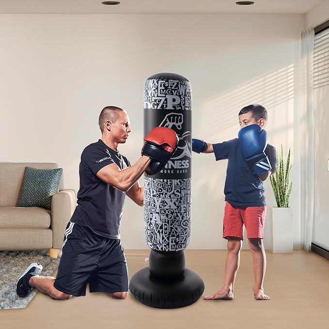 DIMAR GARDEN Inflatable Punching Bag for Kids, 64 Inch Boxing Bag for Karate & Taekwondo Practice