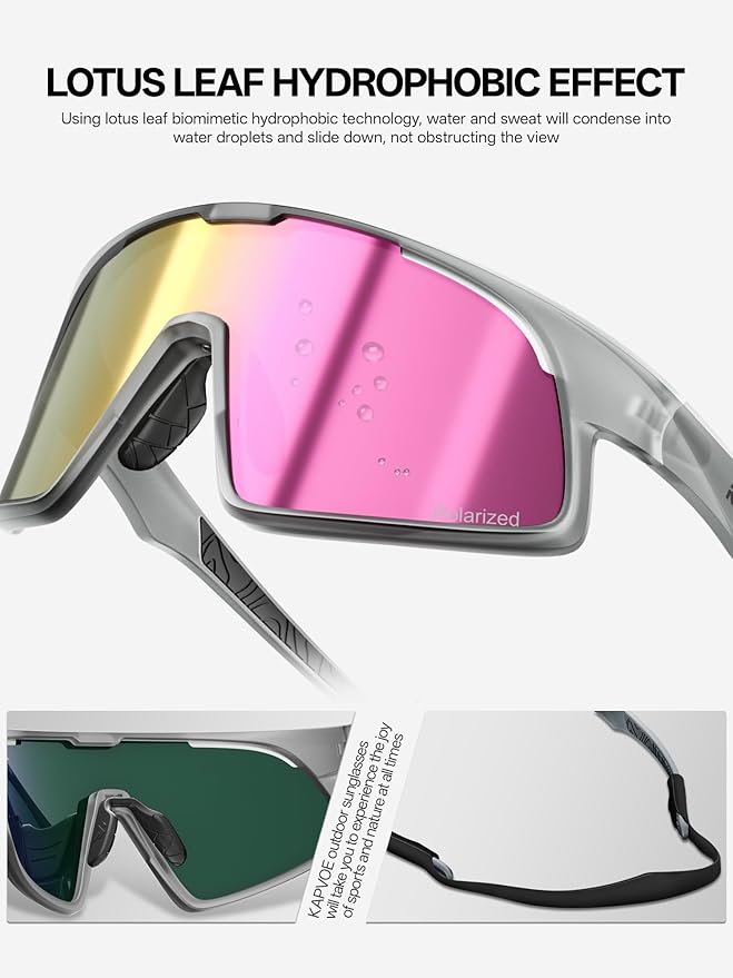 KAPVOE Polarized Cycling Glasses Men Women Sports Sunglasses for Mountain Bike Running Fishing Baseball K383