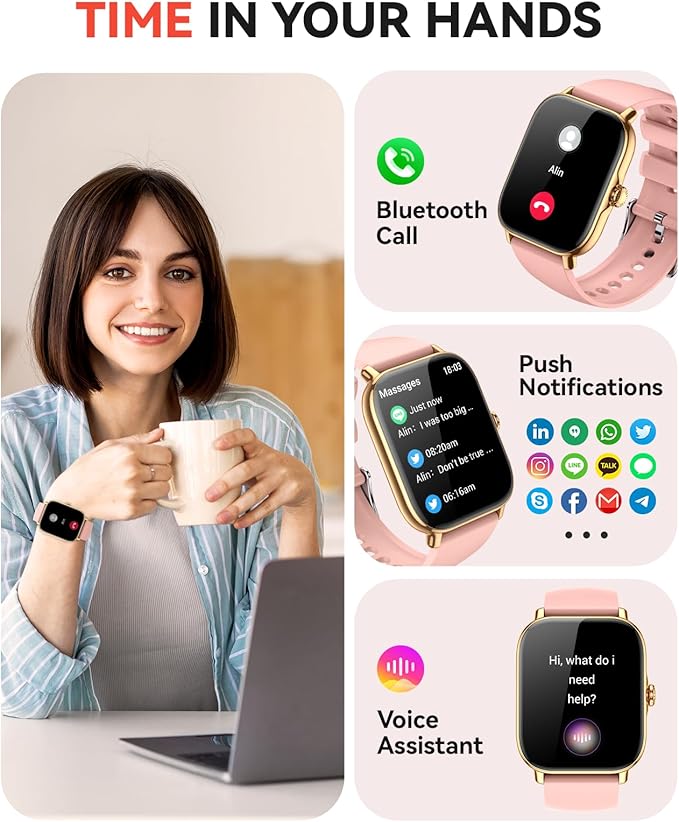 Smart Watch for Women Men, Bluetooth Call, Fitness Step Tracker Watch for Android iPhone Compatible, IP68 Waterproof Smartwatch With Sleep Monitor/Activity Tracker/Pedometer/110+ Sports Modes