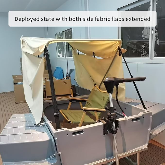 Fishing Boat, Folding Pontoon Boat, Fits in Car Trunk – Portable Modular Kayak, Seats 2-6, Motor-Ready, Sturdier Than Inflatable Boats – Ideal for Lure Fishing, Paddling Trip, Hunting, Rescue