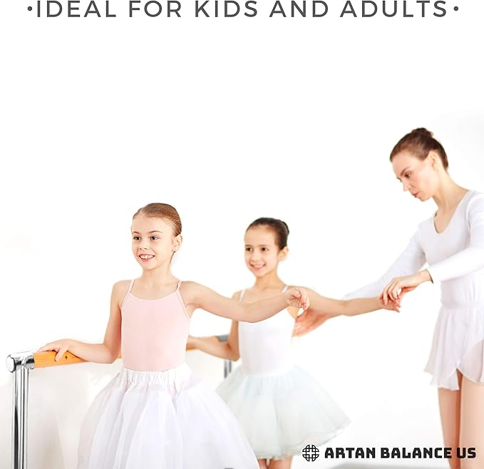 Ballet Barre Portable for Home or Studio, Height Adjustable Bar for Stretch, Pilates, Dance or Active Workouts, Single or Double Bar, Kids and Adults