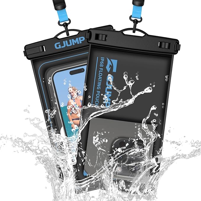 2 Pack Floating Waterproof Phone Pouch, Up to 8.3" IP68 Cellphone Dry Bag Compatible for iPhone 16 15 14 13 Pro Max Samsung Galaxy, Essential for Beach Cruise Ship (Blue*2)