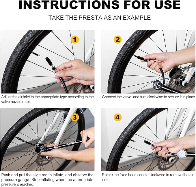MOHEGIA Bike Frame Pump with Gauge: Protable Bicycle Pump 160 PSI - Fits Schrader & Presta Valve - Compact Mini & Durable Fast Inflation with Ball Pump Needles
