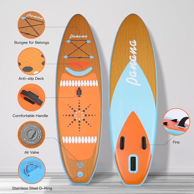 Panana Inflatable Stand Up Paddle Board, 10'x31 x6 SUP with Premium Paddle Board Accessories Kit, Anti-Slip EVA Deck for Adults Youth of All Skill Levels