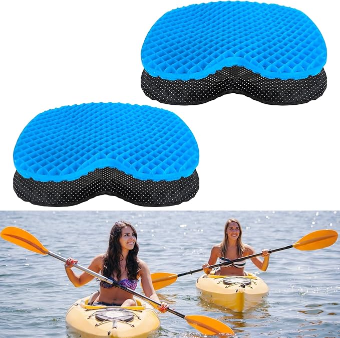 2 Pack Anti Slip Kayak Seat Cushion Thick Waterproof-Gel Breathable U Shape Seats Pad with Non-Slip Cover for Sit in Inflatable Kayak Canoe & Boat Kayak Accessories for Fishing Kayak