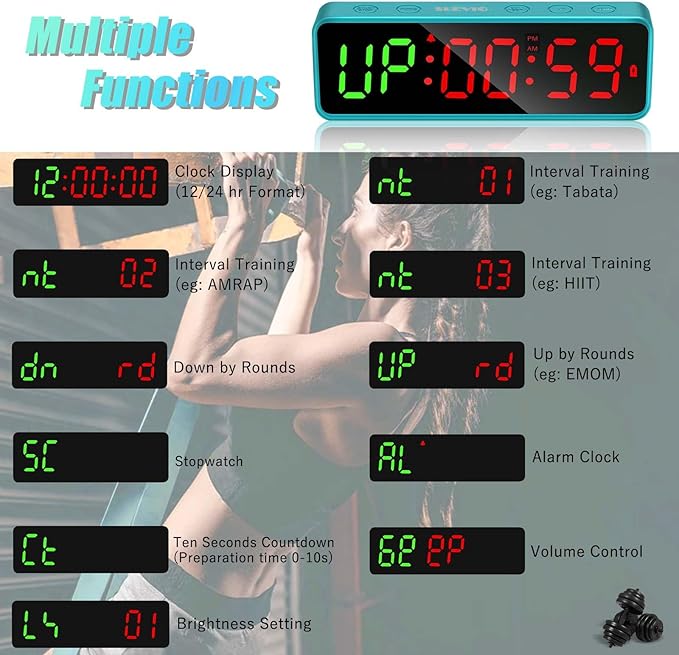Small Gym Timer Clock Stopwatch Magnetic Workout Interval Timer, Large LED Digital Display, Home Accessories Countdown Clock for Home Gym Garage Schools