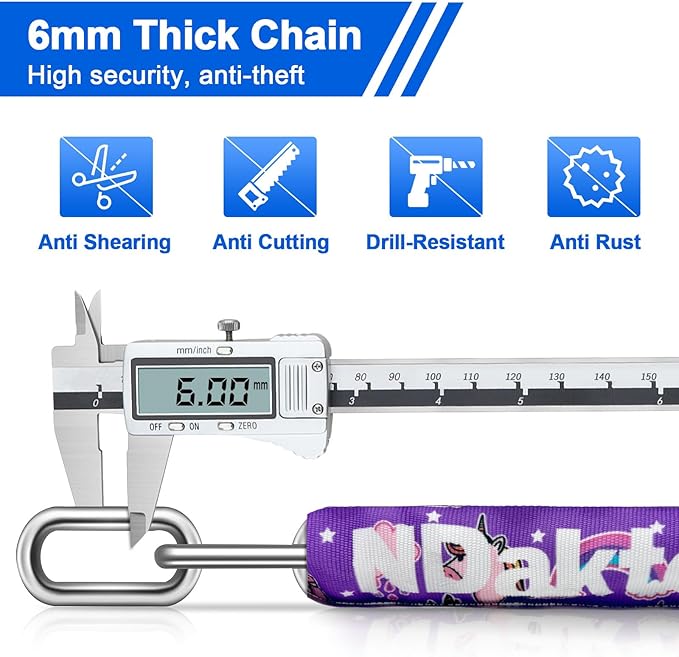 NDakter Bike Chain Lock, 5 Digit Combination Heavy Duty Anti Theft Bicycle Chain Lock,2.62/3.2/4.27/5/6Ft Long Security Resettable Bike Locks for Bike, Bicycle, Scooter, Door, Gate, Fence-4/6mm Thick
