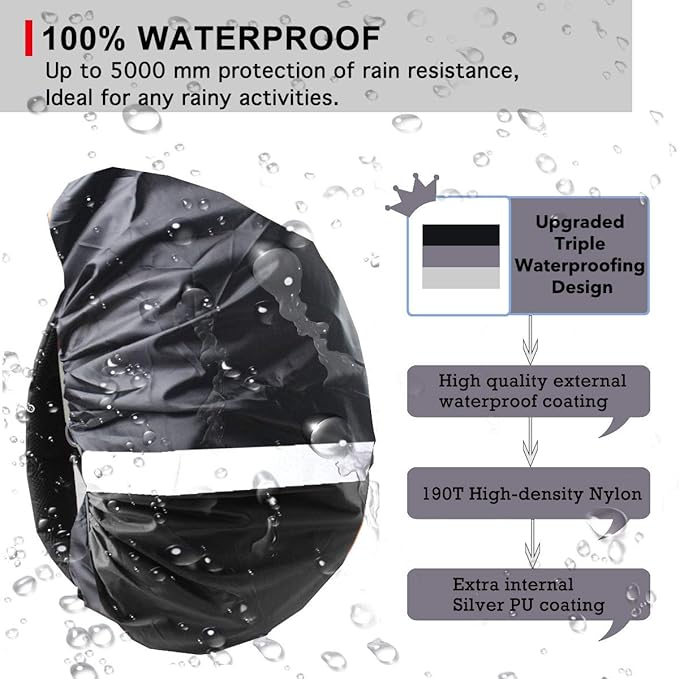 Frelaxy Hi-Visibility Backpack Rain Cover with Reflective Strip 100% Waterproof Ultralight Backpack Cover, Storage Pouch, Anti-Slip Cross Buckle Strap, for Hiking, Camping, Biking, Outdoor, Traveling
