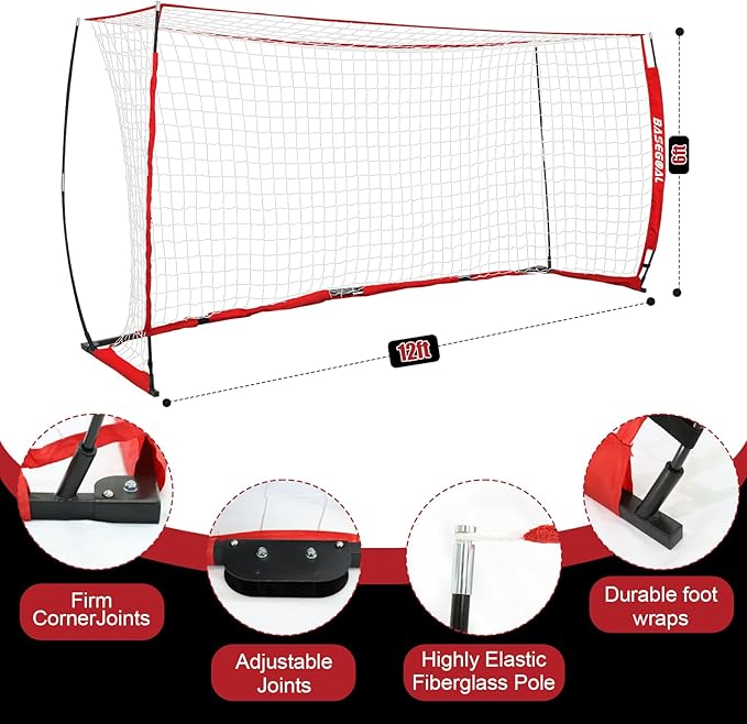 Soccer Goal,Soccer Net,Soccer Goals for Backyard,with Bow Frame,Collapsible Metal Base and Agility Ladder