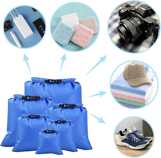 6PCS Dry Bags Waterproof, Lightweight Dry Bags for Kayaking Waterproof,Outdoor Waterproof Bag for Kayaking Hiking Boating Camping