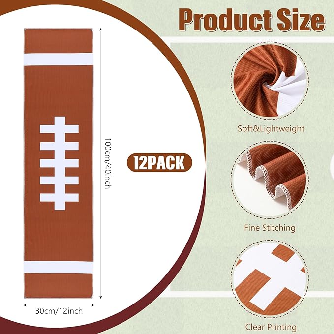 12 Pack Football Cooling Towels, Sports Towels with Bags, 40"x12" Breathable Chilly Towel, Microfiber Towel for Football Sport Team Gift