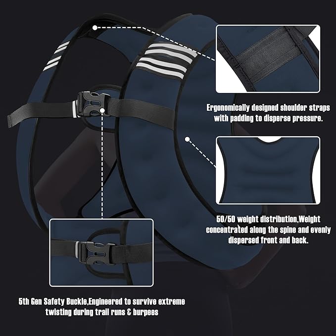 Weighted Vest Men or Women - 5/10/15/20/25/30lbs Weights with Reflective Stripe, Weighted Vest for Workout Equipment for Strength Training Running - Walking Weight Loss