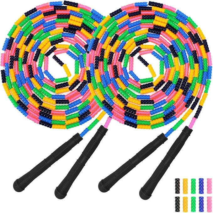 Dutch Jump Rope 16 FT 1 Pack/2 Pack, Long Soft Beaded Jump Rope, Adjustable Segmented Skipping Rope for Kids Adults, Multiplayer Jumping Rope for Fitness Outdoor