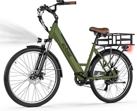 Cores Electric Bike for Adults, 26" Electric Commuter Bike with 1200W Peak Motor, 28MPH 70 Miles Max, 48V 576Wh Removable Battery, 7-Speed City Cruiser Mountain E Bike for Commuting