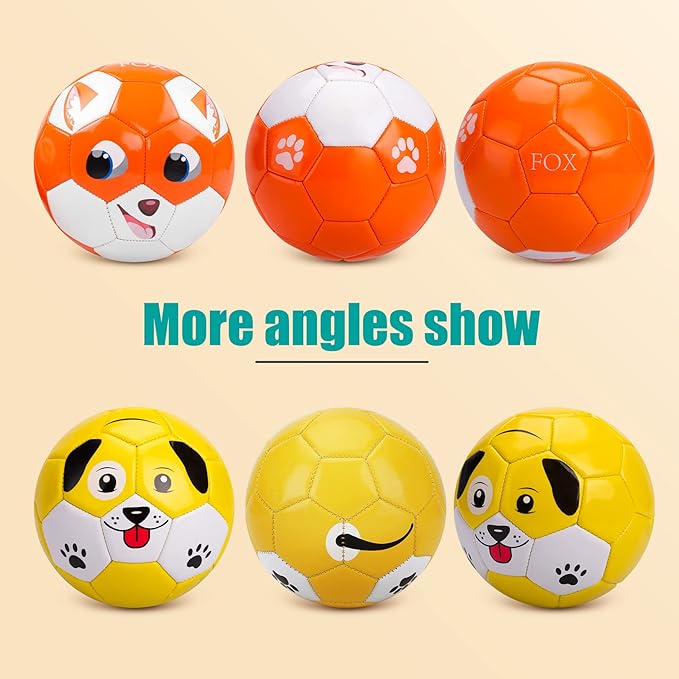 Toddler Soccer Ball Size 2 - Soft Kids Soccer Ball 2 Pack for Ages 1-3 3-5 - Cartoon Sports Toys for Boys Girls - 5.8โ Small Ball for Indoor/Outdoor Games for Yard Games