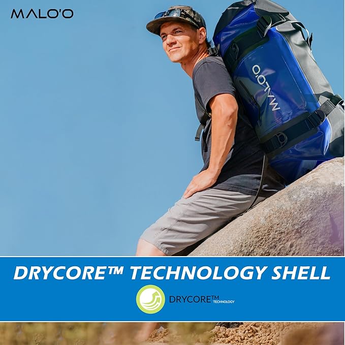 Malo'o Airtight Waterproof Adventure Duffle - Ideal for Kayaking, Camping, Beach, Fishing, Boating, Hiking - Water-Tight Zipper
