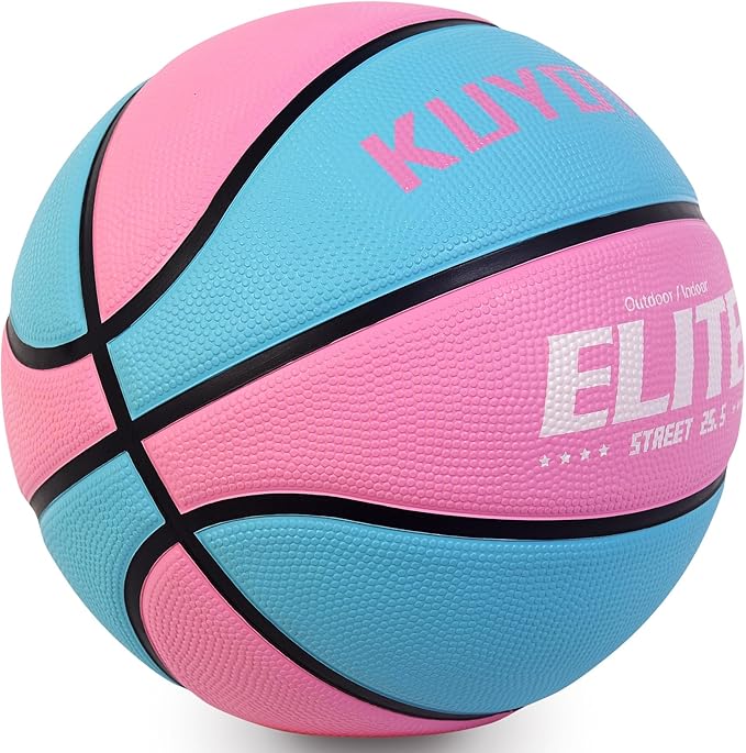 KUYOTQ Kids Toddler Youth Adult Size 3/4/5/6/7 Basketball 22/25.5/27.5/28.5/29.5" Thickened Rubber or Faux Leather Basketball for Boys Girls (Deflated)