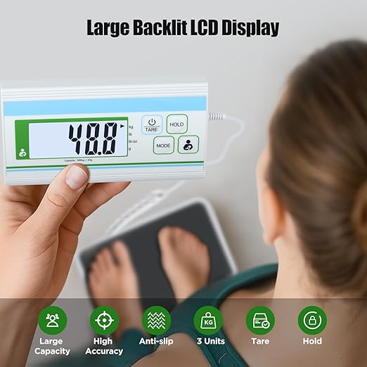 Medical Scale for Body Weight, 660 lb Weight Scale with Easy to Read Digital Display, 0.2 lb High Accuracy Body Weight Scale, 13.4" x 11.8" Platform, Doctor Office, Home, Bariatric Use