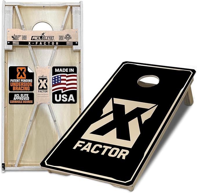 Titan Bags X Factor Cornhole Boards - ACL Elite Approved Cornhole Board Set w/Patent Pending X Underside Bracing for Maximum Durability - Regulation Size for Professional & Outdoor Sports Game
