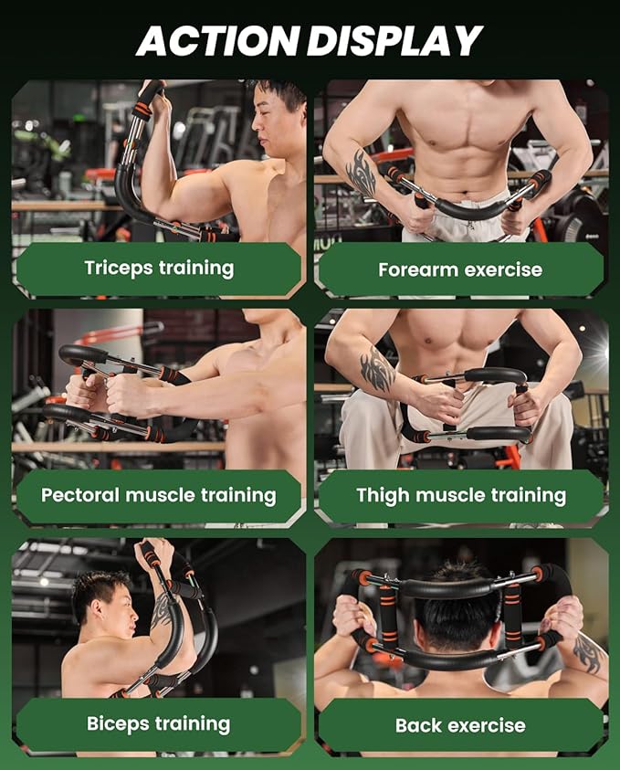 Saker Twister Arm Trainer, PowerTwist Arm Trainer, Adjustable Forearm Strengthener, Arm Exercise Equipment, Chest Workout Equipment, Portable Spring Resistance for Home Gym Equipment