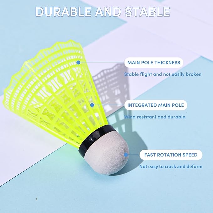 12 Pack Nylon Badminton Shuttlecocks Badminton Birdie Balls with Great Stability and Durability,Shuttlecock Indoor Outdoor Sports Hight Speed Training