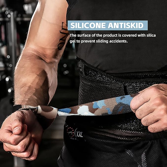 SKDK Cotton Hard Pull Wrist Lifting Straps Grips Band-Deadlift Straps with Neoprene Cushioned Wrist Padded and Anti-Skid Silicone - for Weightlifting, Bodybuilding, Xfit, Strength Training