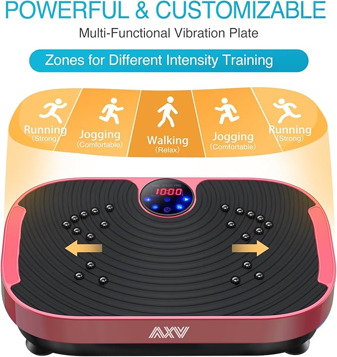 AXV Vibration Plate Fitness Platform Exercise Machine Vibrating Lymphatic Drainage Shaking Full Body Shaker Workout Vibrate Stand Shake Board Sport Gym for Weight Loss Fat Burner for Women Men