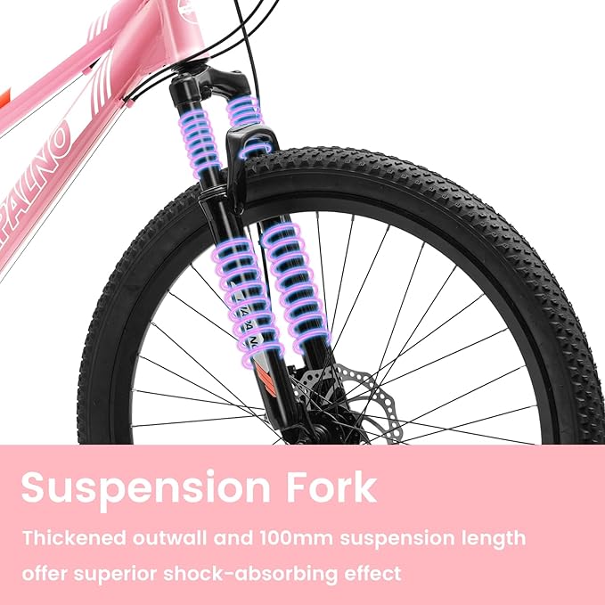 24 26 Inch Women Girls Mountain Bike, Disc/V Brakes 21 Speeds Women Bike, Sturdy Steel Frame and Suspension Fork, Stylish Adult and Teens Bicycle for Urban Trail Snow Commuter