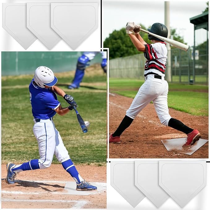 Wettarn 6/12 Pcs Bulk Home Plate Baseball Softball Rubber Portable Throw Down Home Plate for Gym Teachers, Skill Camp Instructors, Backyard Batting or Pitching Practice Training