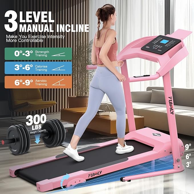 Incline Treadmill Foldable, Smart Portable Treadmills for Home with Body Fat Measurement & Heart Rate Sensor, 3.5HP Heavy Duty Folding Treadmill 400 LB Capacity with Silent Shock Absorption