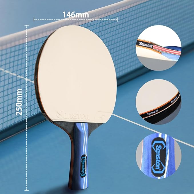 Senston Ping Pong Paddles with Carry Case, Pro Table Tennis Paddle Set of 2 with 3 Ping Pong Balls Indoor/Outdoor Play