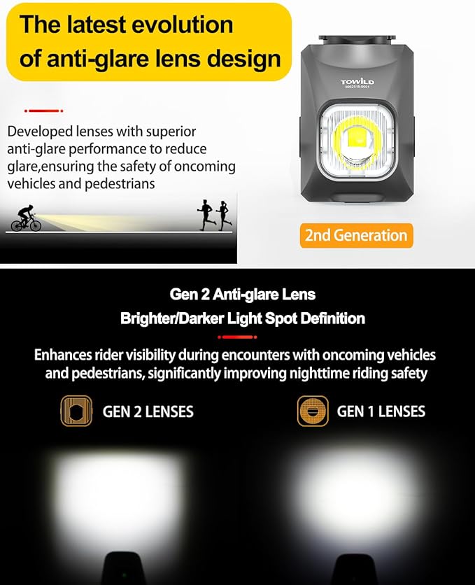 TOWILD DL1200S Bike Lights for Night Riding,1200LM Super Bright Bicycle Headlight,Waterproof Bike Front Light for Mountain Road Cycling