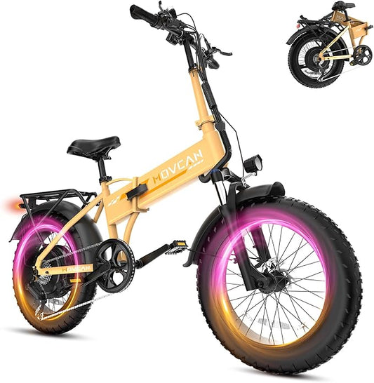 Q20 Folding Electric Bike, 52V 15.6Ah Removable Concealed Battery 20” Fat Tire Dirt Bike,1500W Motor 30 MPH Top Speed E Bikes, 7 Speed Dual Hydraulic Brake Electric Bikes for Adults