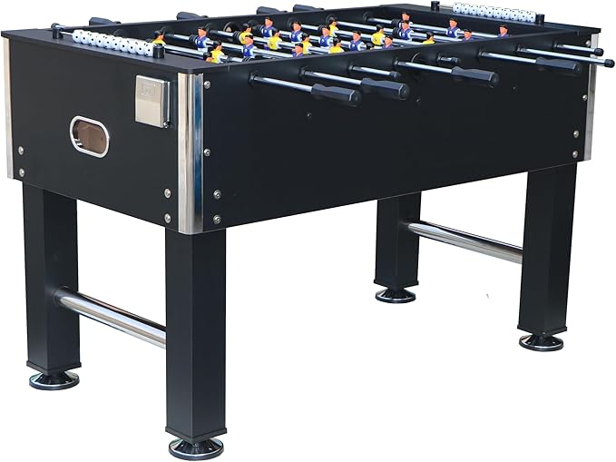 54" Foosball Table - Soccer Table Game for Home/Office, Foosball Table with Levelers, Heavy Duty MDF & Steel Construction with Chrome Players - Includes 4 Balls (Black)