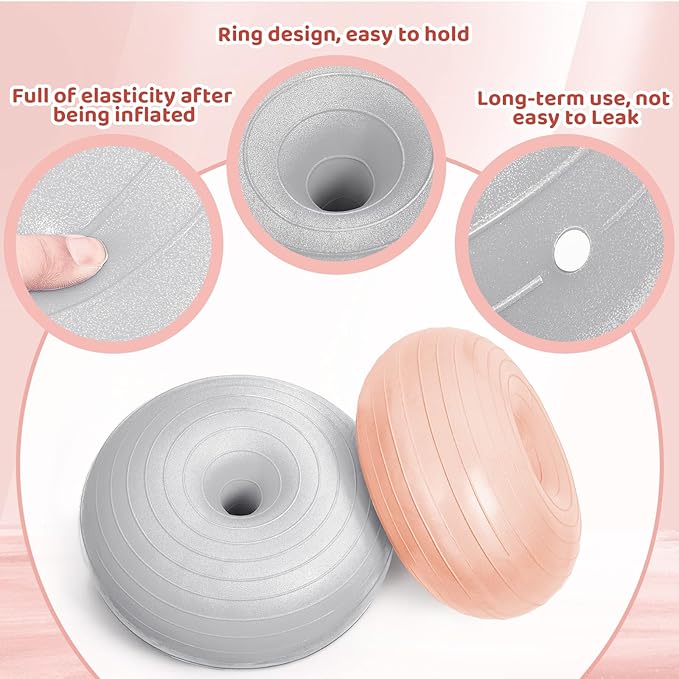 Lewtemi 8 Pcs Flexible Seating for Classroom Elementary 20'' Yoga Ball Chair Large Inflatable Donut Exercise Ball Chair Wobble Seat with Inflator for Kids Student Balance