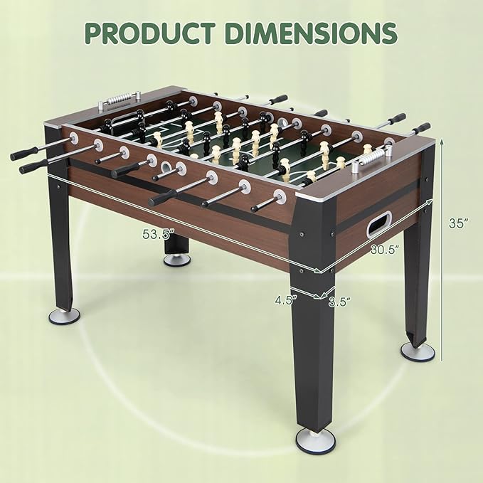 Giantex Foosball Table Adult Size - 54" Foosball Table Full Size with 2 Balls, Wood Football Table, Arcade Soccer Table Game for Kids Adults, Game Room, Home, Office, Party