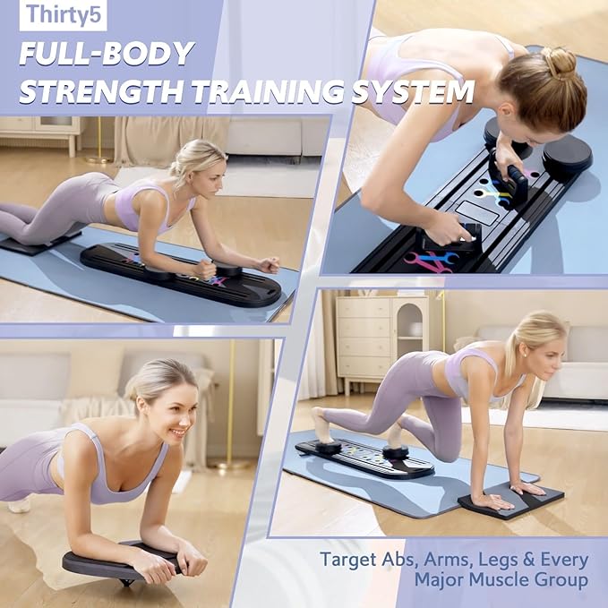 Pilates Reformer Board - Home Gym Workout Set for Core & Full Body Training, Pilates Exercise Equipment, Ab Machone, Compact Fitness Gear for Strength, Toning & Weight Loss