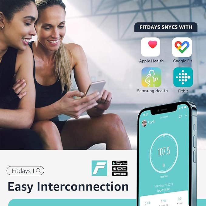 Posture Scale for Body Weight, Digital Bathroom Smart Scale, 13 Body Composition Analyzer Sync Weight Scale BMI Health Monitor Sync Apps 400lbs - Black