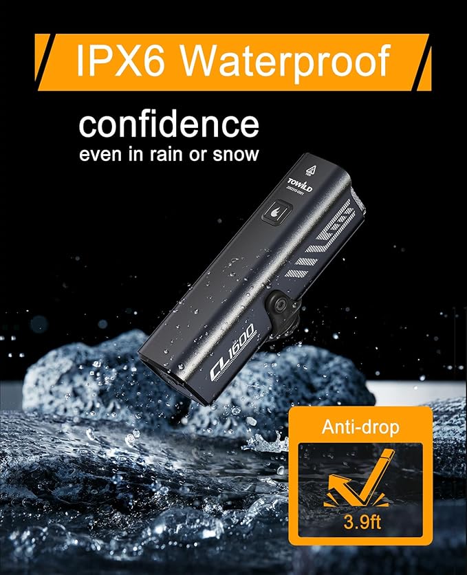 TOWILD Bike Lights for Night Riding,Compatible with Garmin/GoPro Mount,600 Lumen Bike Headlight,2000mAh Rechargeable Battery,Waterproof Bike Front Light for Commuter Cyclists-Fits All Bikes