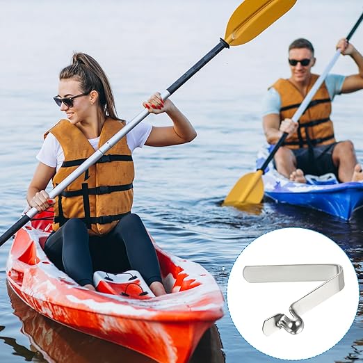 PATIKIL 7x6mm Kayak Paddle Snaps, 10 Pack Tent Pole Clips Steel V Shaped Single Pin Push Button Spring Clips Lock Tube Pole Clips for Camping Awning