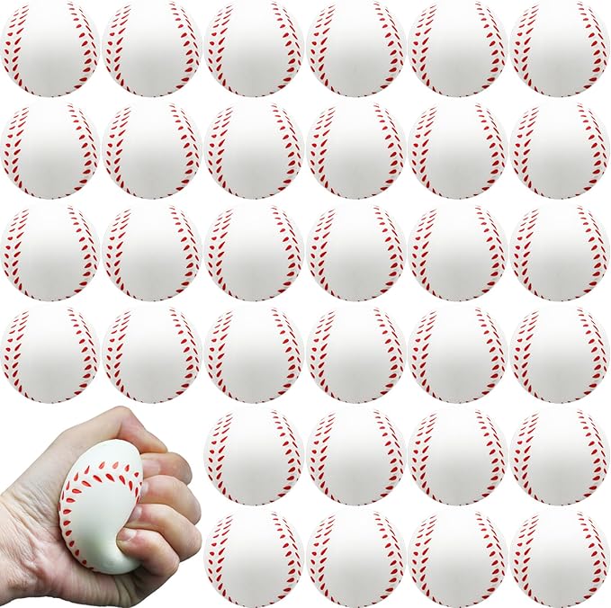 60 Pcs Baseball Stress Ball, 2.5 Inch Mini Squeeze Foam Baseball Bulk, Baseball Squishy Balls for Kids, Relaxable Sports Ball for Themed Party Favors, Decoration, Anxiety Relief