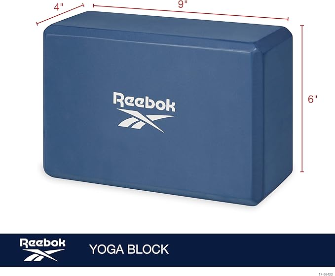 Reebok Solid Yoga Block, 4” x 6” x 9” Yoga Brick with Lightweight Support for Flexibility, Balance & Alignment, Portable Foam Block for Fitness, Home Workout, Stretching & More
