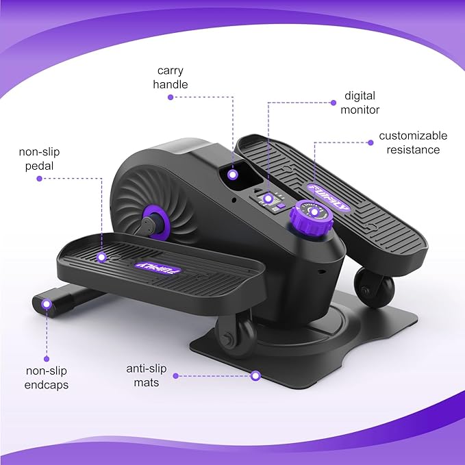 FUNMILY Under Desk Elliptical, Under Desk Bike Pedal Exerciser, Fully Assembled Leg Exerciser 2 in 1 Seated Standing Elliptical, Ultra-Quiet Mini Elliptical Machines for Home Office Use