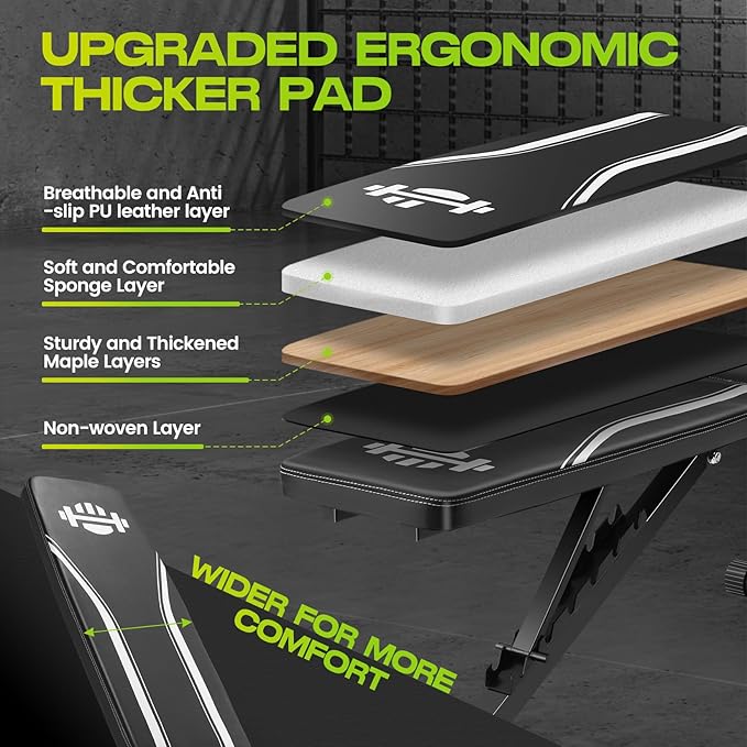 ANCHEER Basic Weight Bench for Home Gym, 660LBS Fast Foldable Workout Bench Press for Home Gym Strength Training, 8 Adjustable Backrests Incline/Flat/Decline Full Body Exercise - New Version