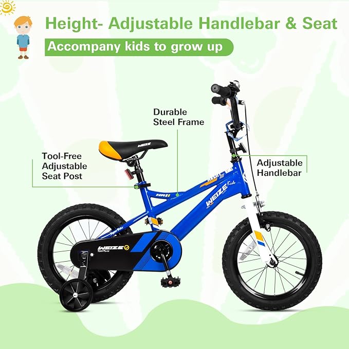 WEIZE Kids Bike, 14 16 20Inch Children Bicycle for Boys Girls Ages 3-12 Years Old, Rider Height 35-62 Inch, Coaster Brake, Multiple Color Options