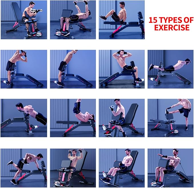 K KiNGKANG Adjustable Weight Bench,Roman Chair Load 500 LBS Workout Bench for Home Gym Workout Fitness Equipment Adjusts to Decline or Flat Bench